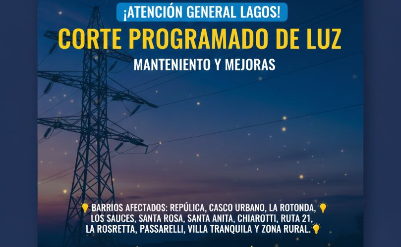 Corte programado en General Lagos