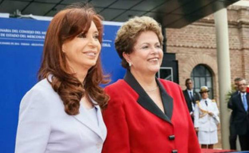 La presidenta Cristina Fernández y su par brasileña, Dilma Rousseff, en la previa de la reunión.